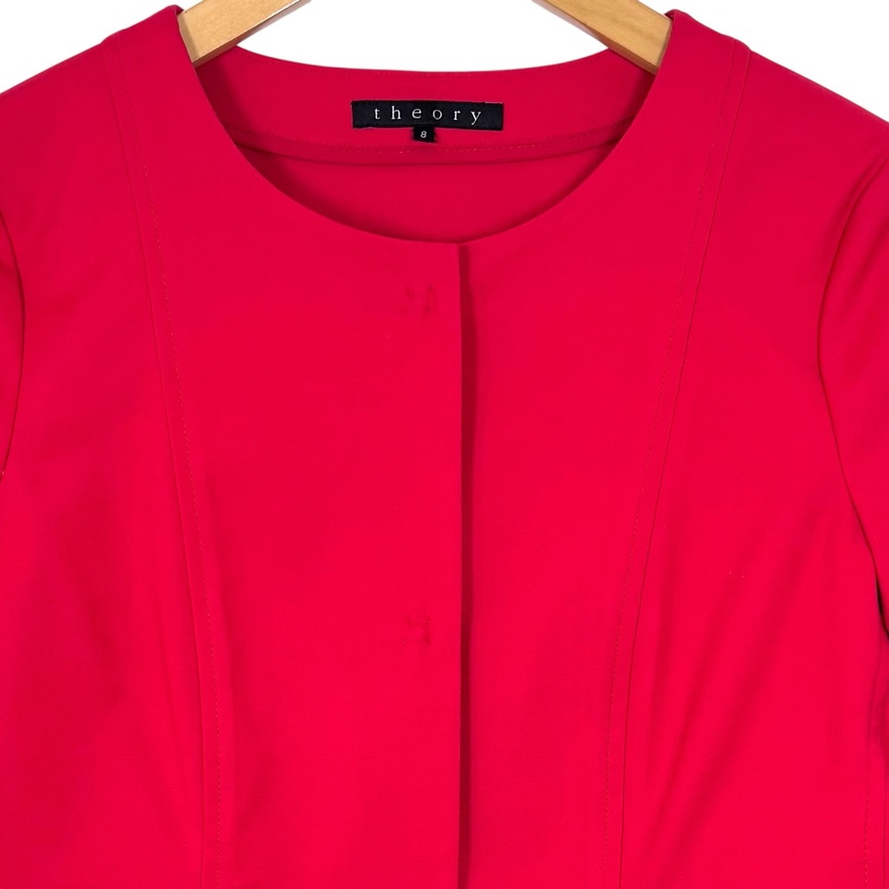 Theory Red‎ Snap Front Jacket Size 8 - Picture 3 of 11